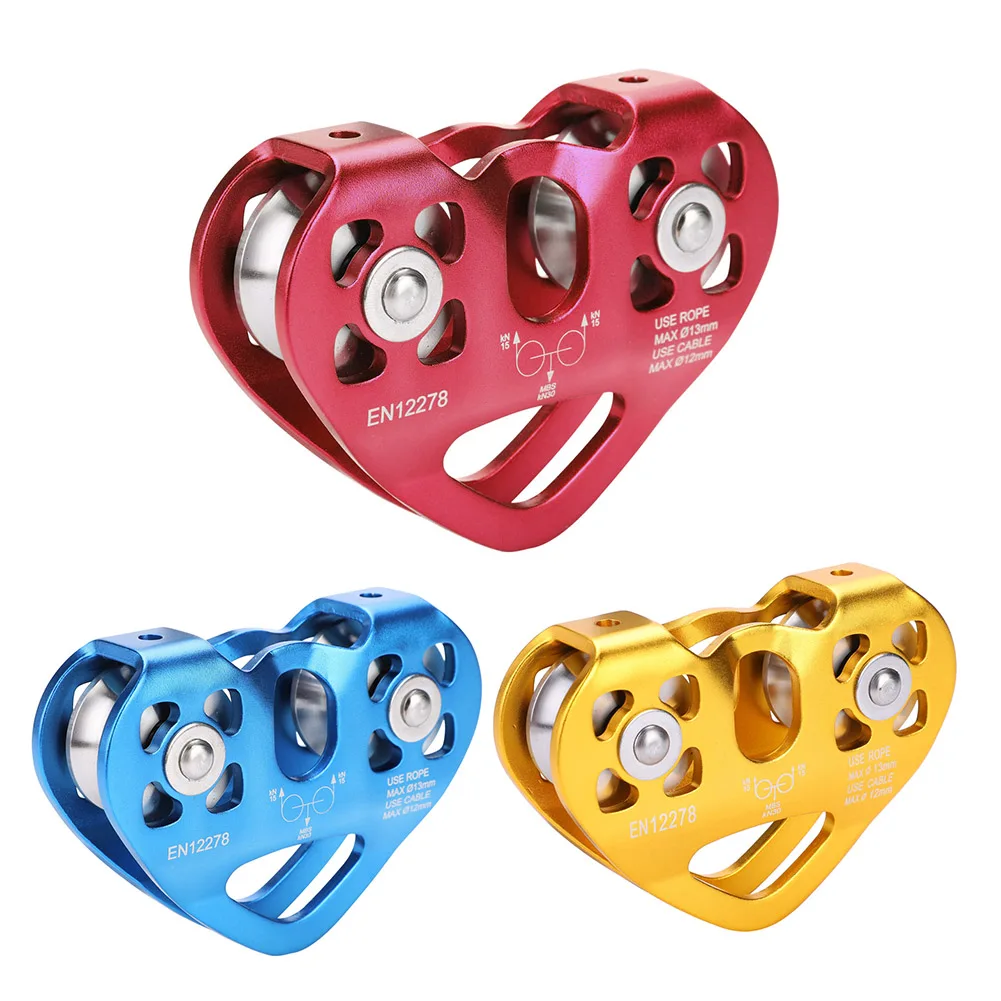 1pcs Climbing Pulley 30KN Dual Pulley Zip Line Rescue Cable Trolley Outdoor Rock Climbing Caving Rescue Equipment view 6