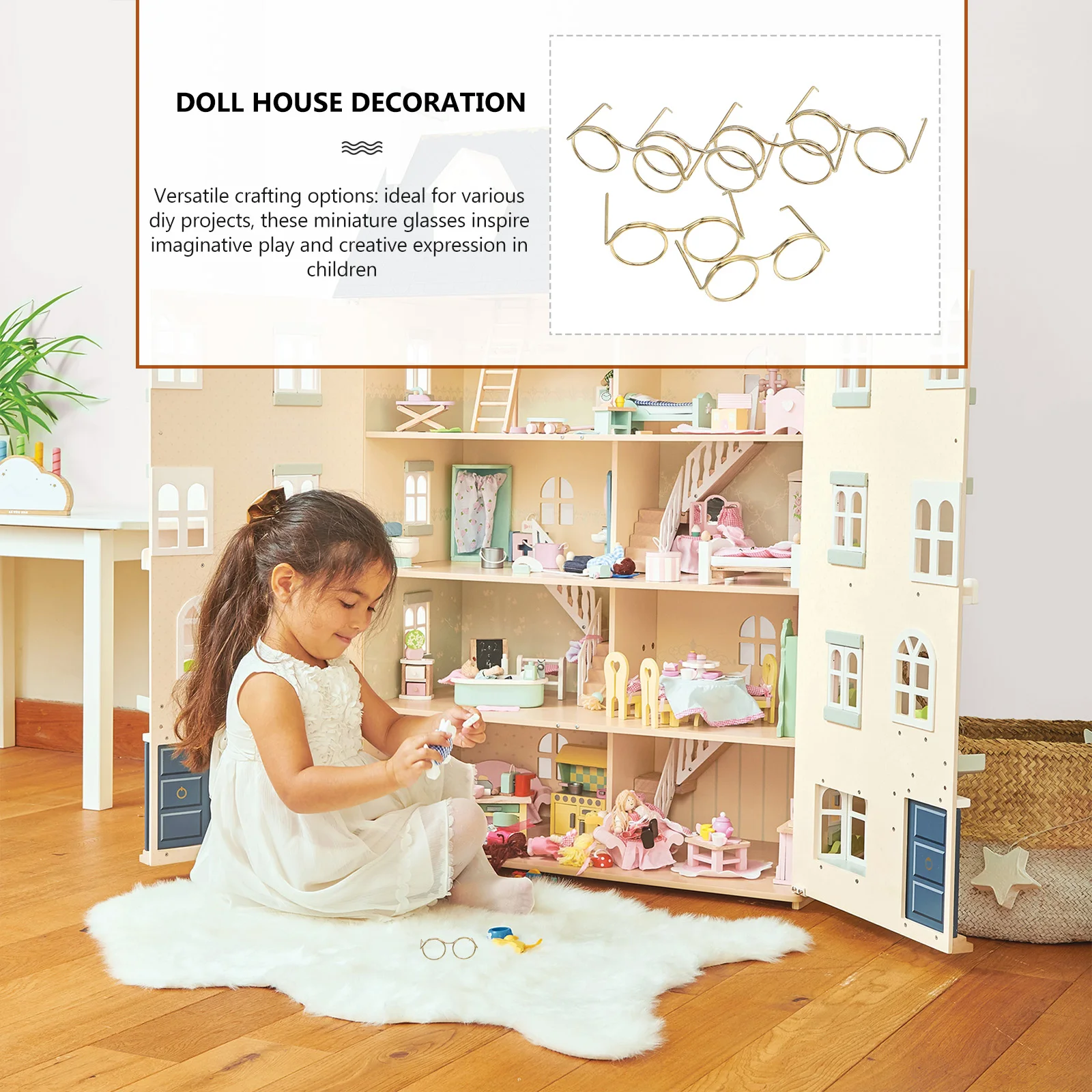 

House Mini Glasses Dollhouse Eyewear Size Decor Rims Craft Miniature Wire Making Supplies