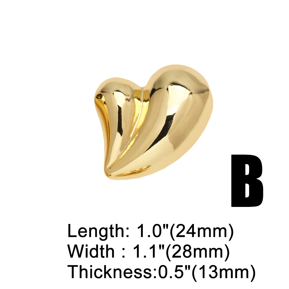 OCESRIO Gold Color Big Polish Bubble Heart Pendant for Necklaces Copper Gold Plated Jewelry Making Component Handmade pdtb553