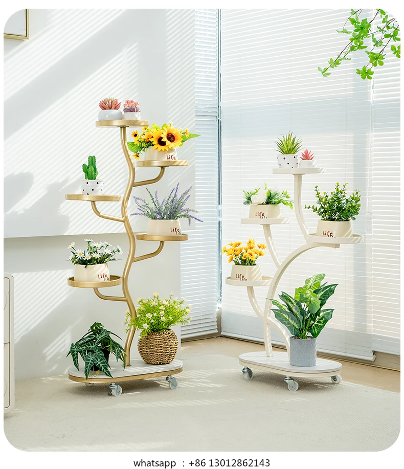 

Мобильная железная стойка для хранения цветов, балконная многослойная стойка для цветочных горшков