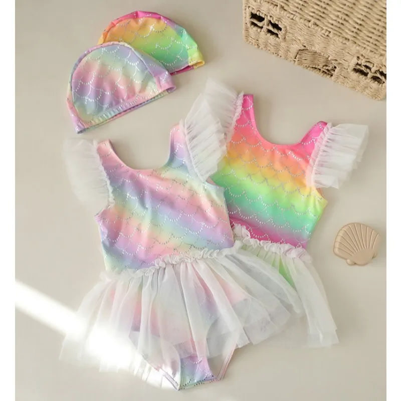 

Детские купальники для девочек, цельный купальник для малышей, купальник принцессы-русалки, милый детский купальник для горячих источников, детские купальники для девочек