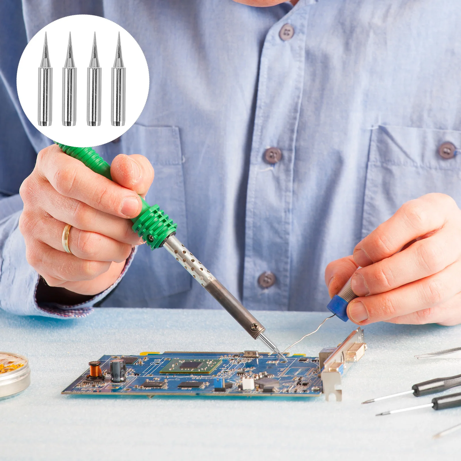 

10pcs Soldering Iron Tips Replacement Stainless Steel Fine Tip For Precise Welding Universal Soldering Station Accessories