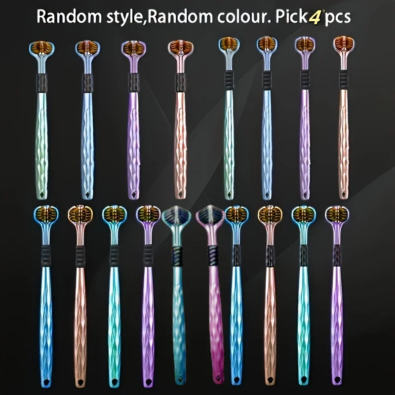 

Набор из 4 эргономичных ручных зубных щеток с 3 насадками, золотой вулканической щетиной и мягкой ручкой — подходит для взрослых