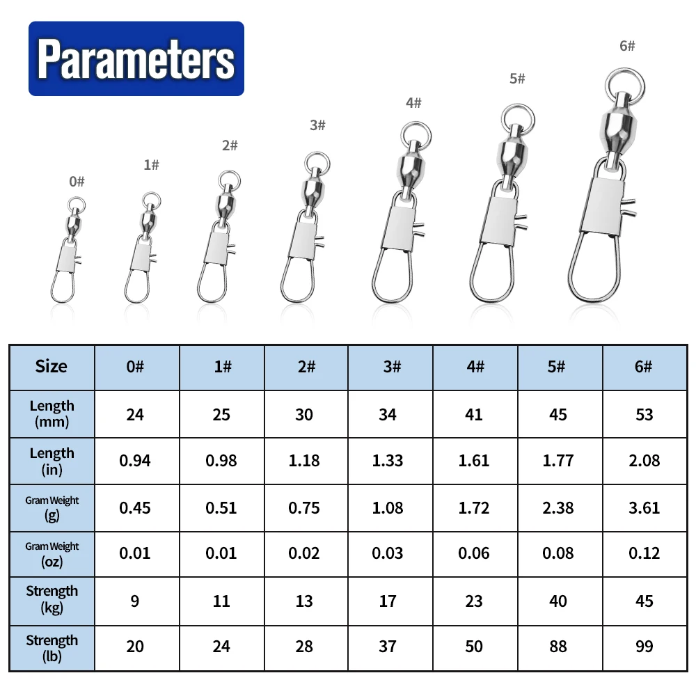 PROBEROS 10Pcs Swivels Ball Bearing Interlock Snap Pin Stainless Steel Fishing Accessories Fishing Lures Pin Connector Fish Tool