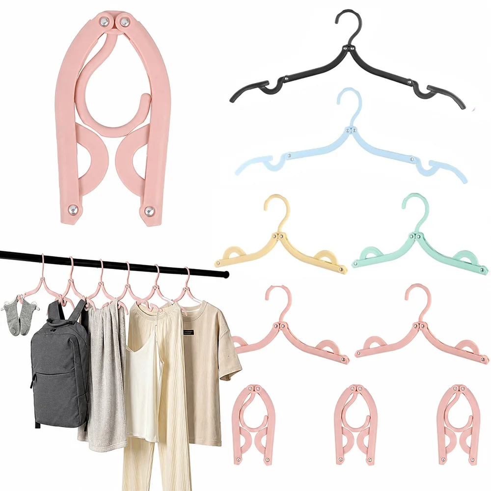 Portable Foldable Travel Hangers Collapsible Clothes Hanger Folding Laundry Drying Rack for Suitcase Hotel Camping Essentials