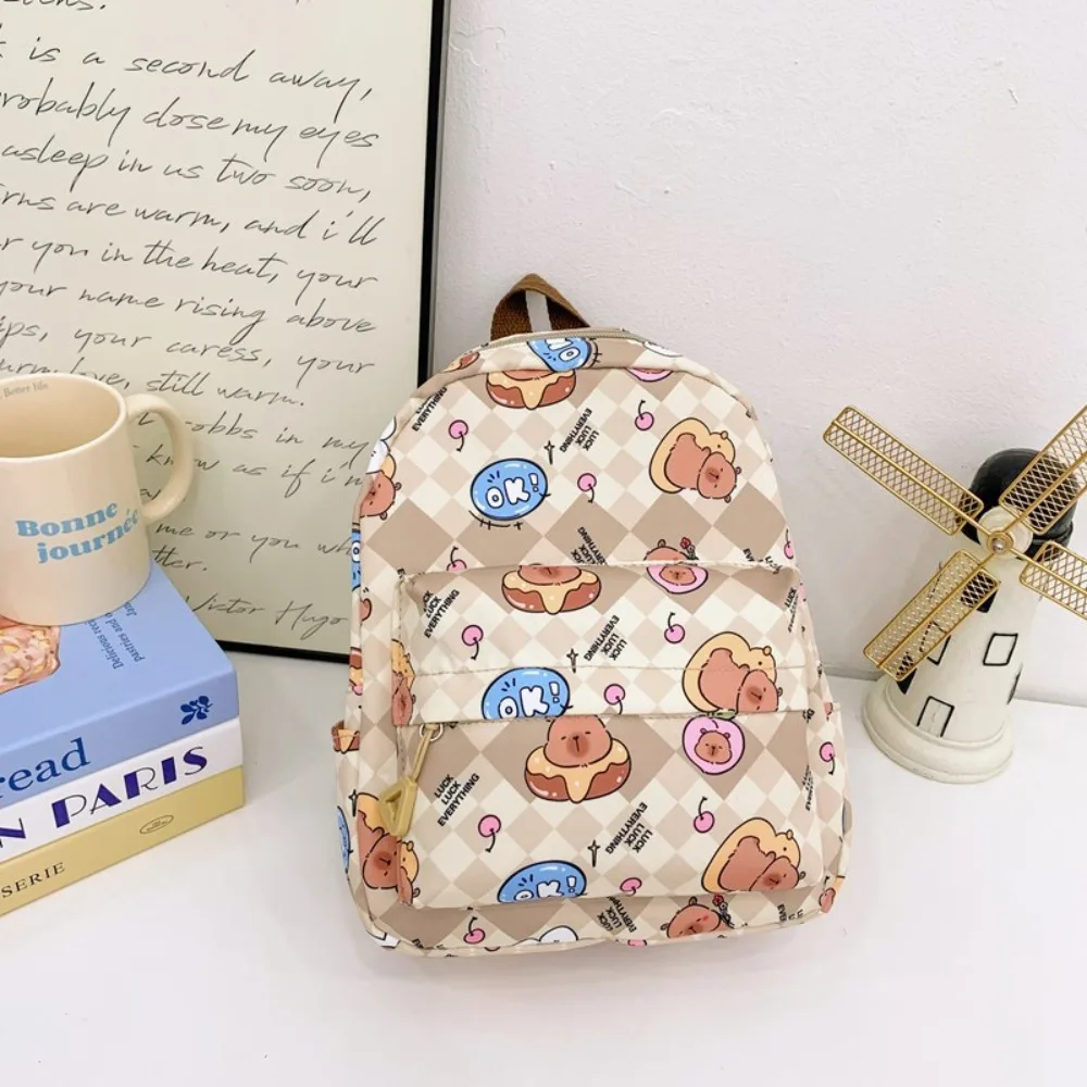 

Cartoon Nylon Capybara Backpack Capybara S/L Size Shoulders Bag Waterproof Alleviate Burden Rucksack School Office