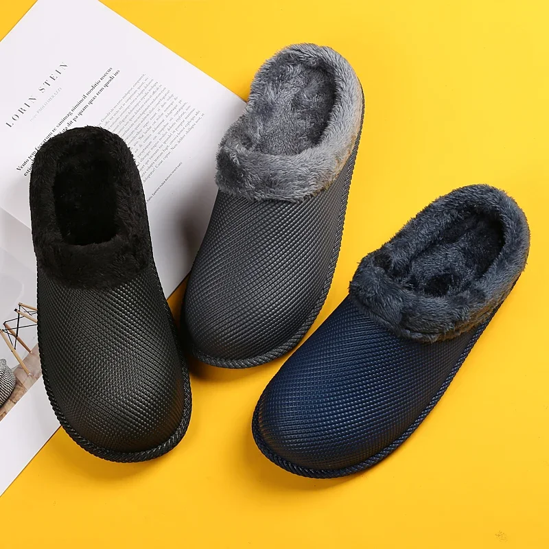 

Wintes Men Shoes Quick Dry Clogs Casual Garden Shoes Warm Plush Sandals Couple Antiskid Home Slippers For Women Floor Shoes