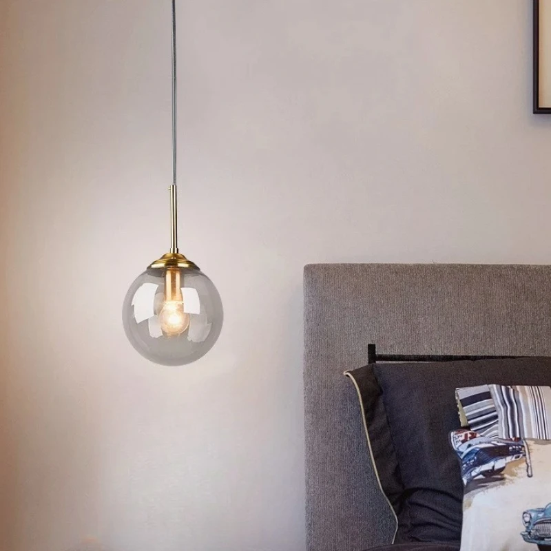 Modern Luxury Metal Chandelier Nordic Creative LED Glass Pendant Lamp Living Room Dining Room Bedside Simple Small Hanging Lamp