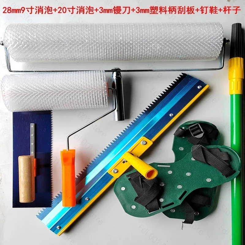 Cement Self-leveling Tool Set Defoaming Roller Brush Defoaming Roller Self-leveling Rake Nail Shoes Road Repair Tool