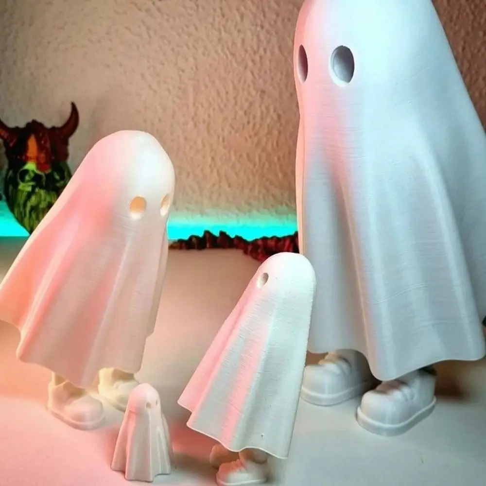 Lifelike Activity Foot Halloween Ghost Statue Cute White Little Man Ornament Cartoon 3D Printed Ornament Home Accessories