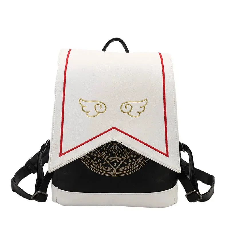 PU Women Backpack With Angel Wings Anime Card Captor SAKURA Kawaii Mini Backpack Cardcaptor Sakura Printing School Bags Sac