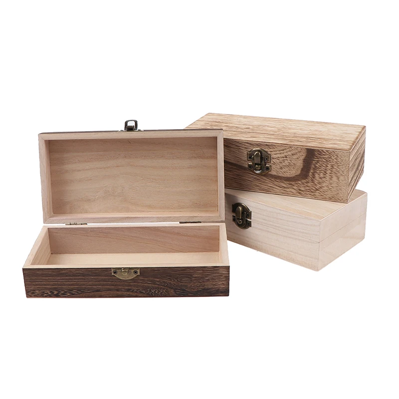 1PCS Retro Wooden Box Postcard Storage Box Jewelry Box Desktop Natural Wood Clamshell Storage Hand Decoration