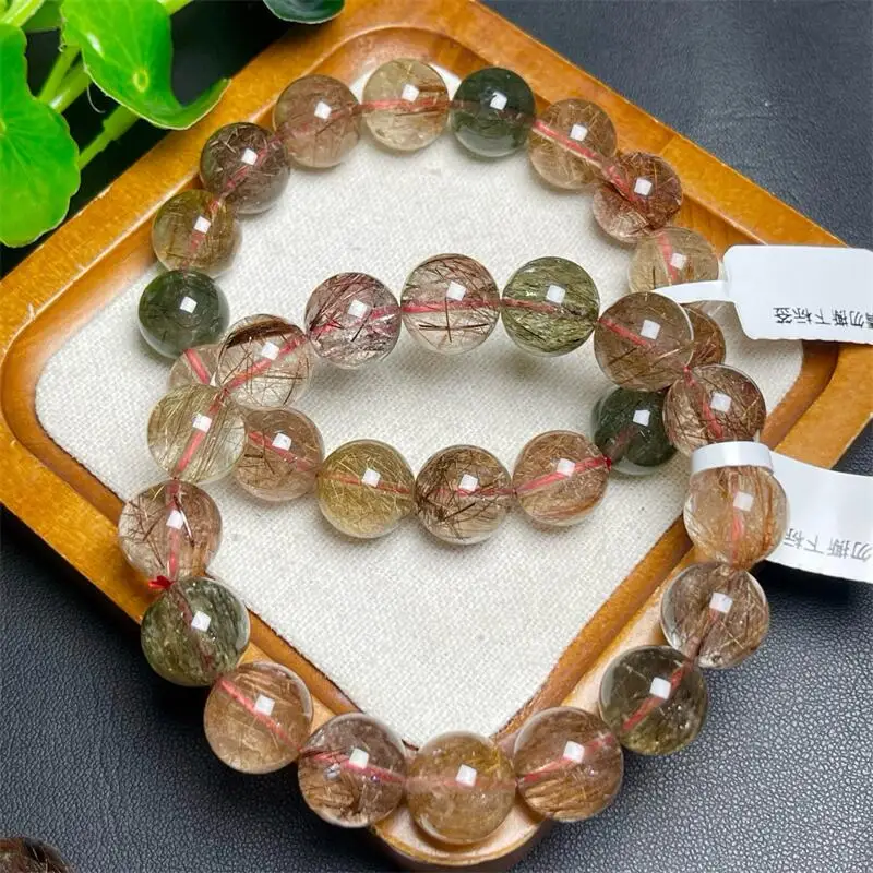 

Natural Colored Hair Quartz Bracelet Healing Crystal Charm For Women Energy Jewelry Gift 8/10/12/14MM