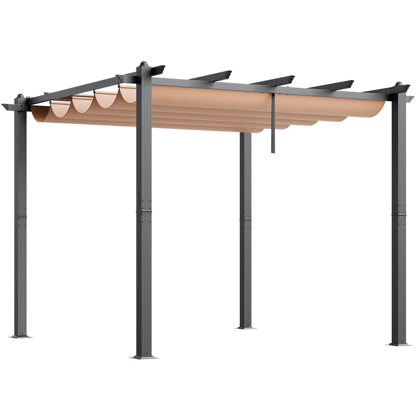 

10'x10' Outdoor Retractable Pergola with Sun Shade Canopy Aluminum Beige