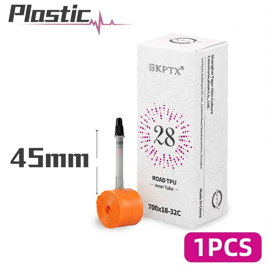 BKPTX 1 Stuks 28g groen oranje Fiets TPU Binnenband 700X18 25 28 32 Racefiets TPU Materiaal Band 65mm Lengte Frans Ventiel