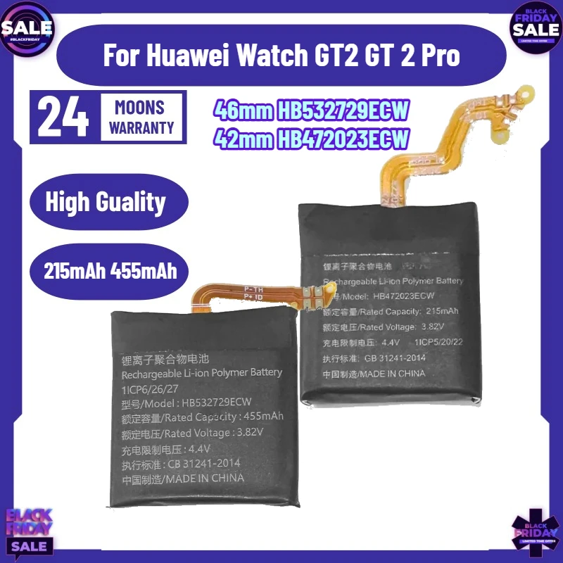 HB532729ECW 46MM Battery for Huawei Watch GT2 GT 2 Pro  HB472023ECW 42mm for Huawei WATCH 2 GT2 42MM