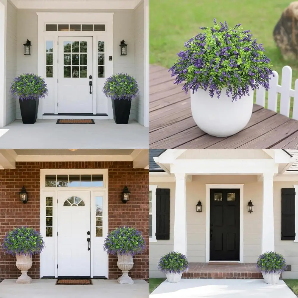 

Набор из 2 искусственных шаров-топиарей из самшита с лавандой - Устойчивая к УФ-излучению зелень для улицы и дома, для веранды, сада или декора интерьера