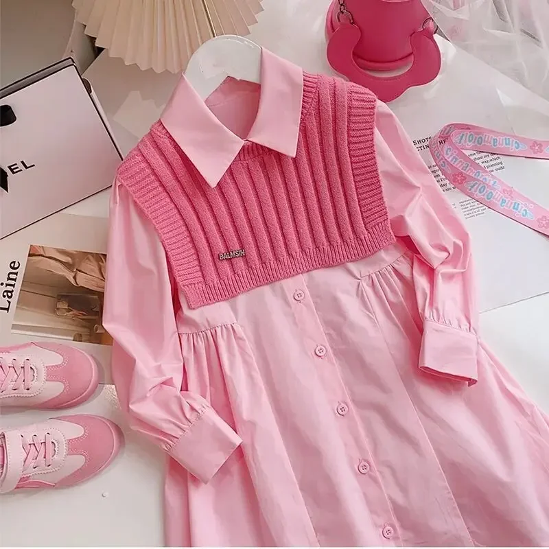 Dresses for Girls Girls Casual Dresses Clothes Rose Pink Dress Suit Big Girls Party Princess Girl Dress Children