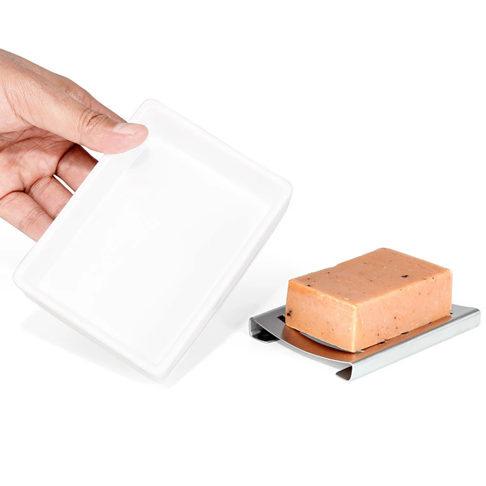 

Premium Stainless Steel Soap Dish Double Layer Tray Holder Bathroom Accessory White Travel Home Use Double Layer Soap Case