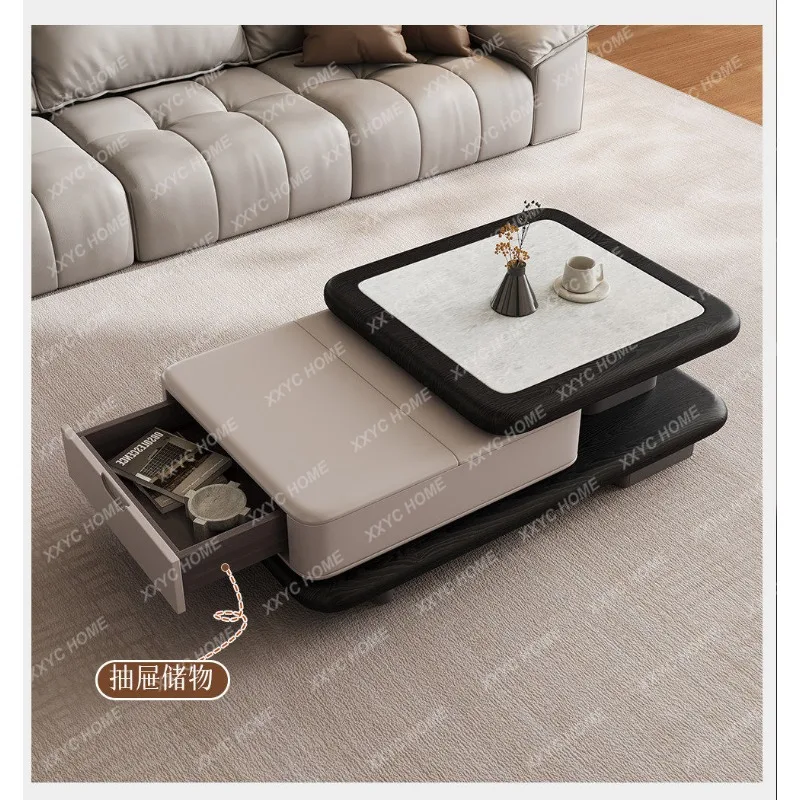 XXMedieval style modern marble coffee table simple small apartment living room creative rotatable