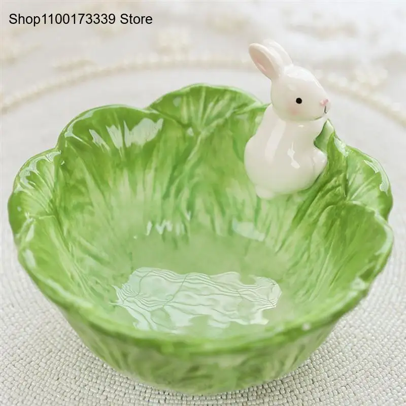 Cute Rabbit Ceramic Bowl Kids Cutlery Kitchen Fruit Bowl Salad Dessert Breakfast Cereal Bowl Easter Decorations