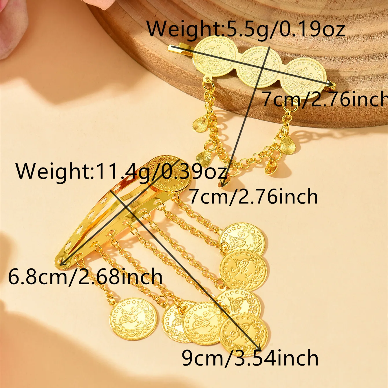 Fashionable Gold-Plated Bridal Hair Accessory with Coin Tassel for Wedding Parties Photo Shoots Ladies Headwear image 6