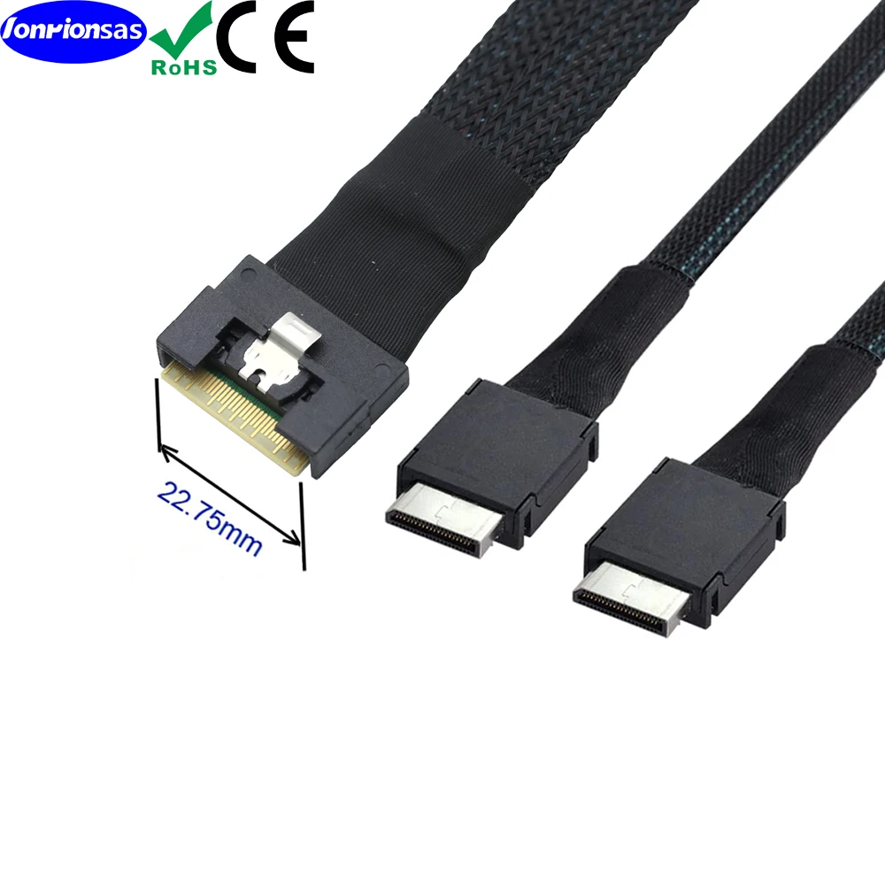 All Inclusive Anti Oblique Insertion Slimline SFF-8654 8i 74Pin PCI-E to Dual 2X OCulink 8611 4i Server Graphics Card Cable