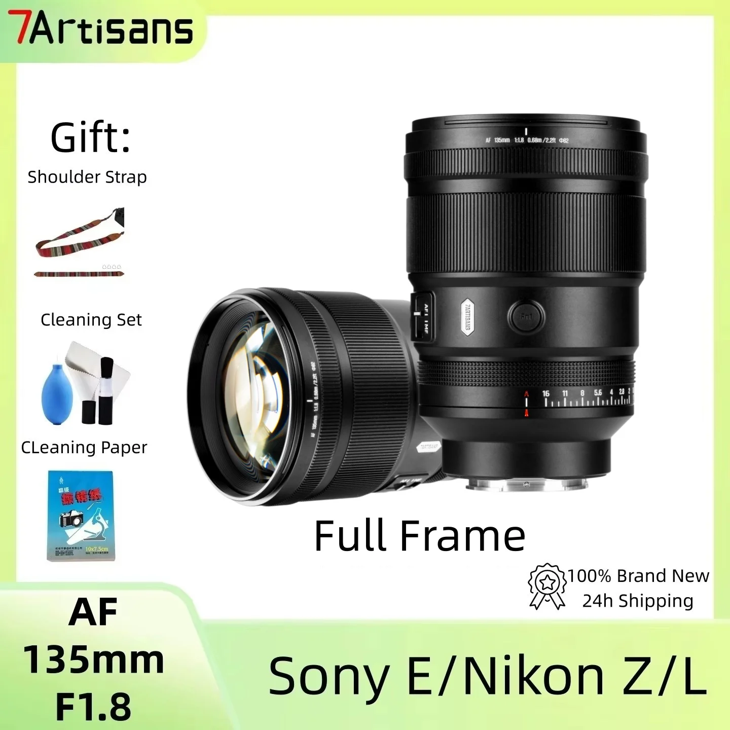

7artisans AF 135mm F1.8 Full-Frame Autofocus Prime Lens, Professional Portrait Lens for Sony E Nikon Z Leica L Mount