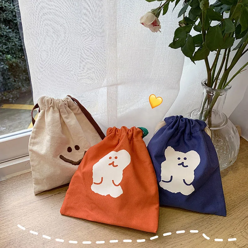 Drawstring Closure Storage Bag, Japanese and Korean Style Ins Makeup Bag, Travel Portable Storage Small Cloth Bag