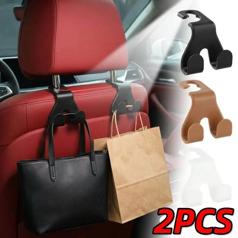 Car Seat Back Hook Universal Headrest Hanger Double Hooks Purse Bag Holder Space Saving Fastener Clip Car Accessories