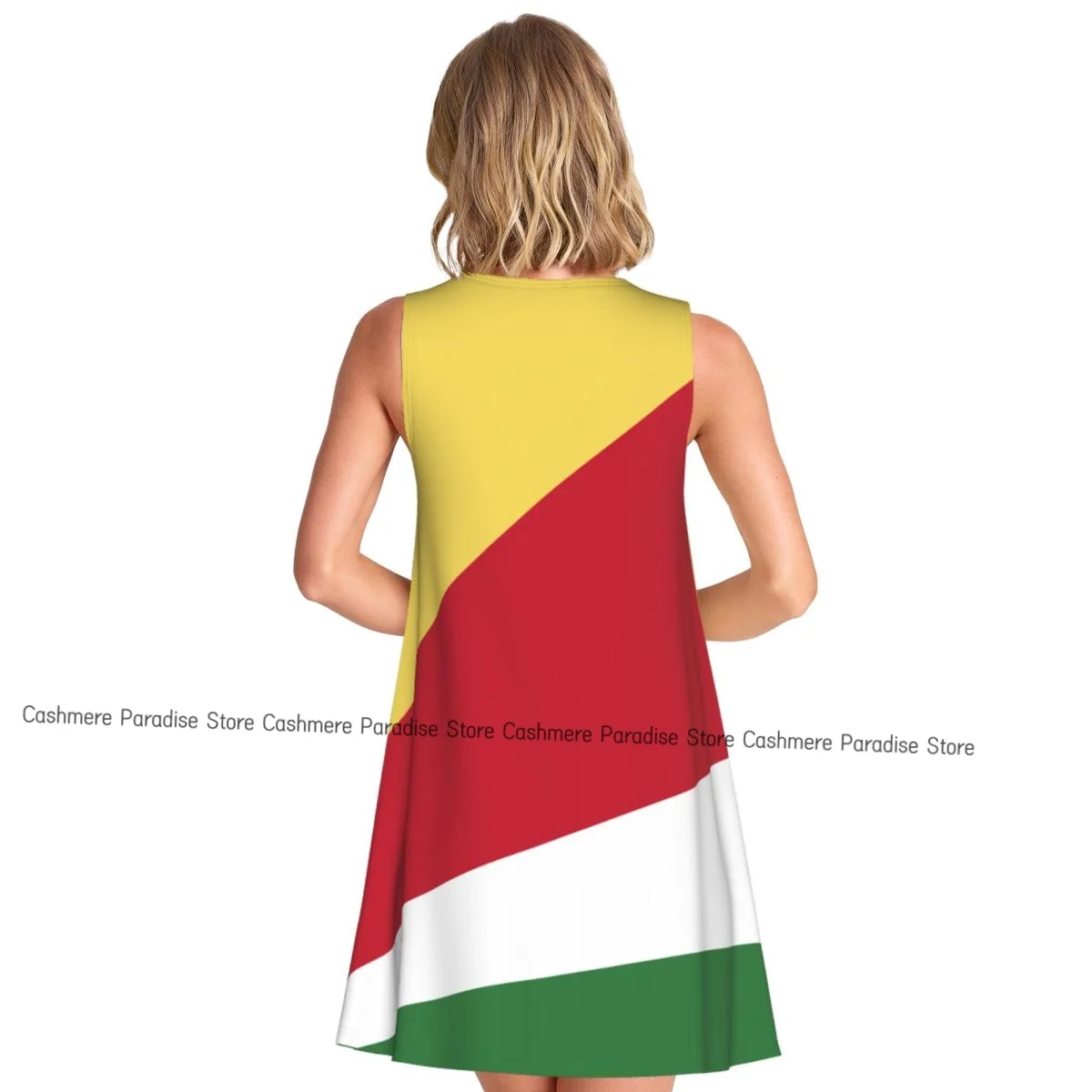 Damen Kleid Seychellen Flagge Sommer Casual T-Shirt Kleider Strand Cover Up Tank Kleid