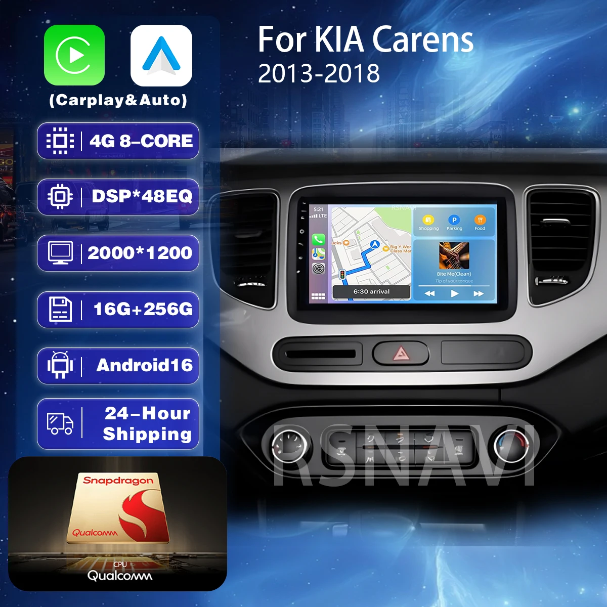 Plug and Play Android 16 Player For KIA Carens 2013 - 2018 Carplay Auto Qualcomm Screen Car Radio 2din Head Unit Auto Stereo BT