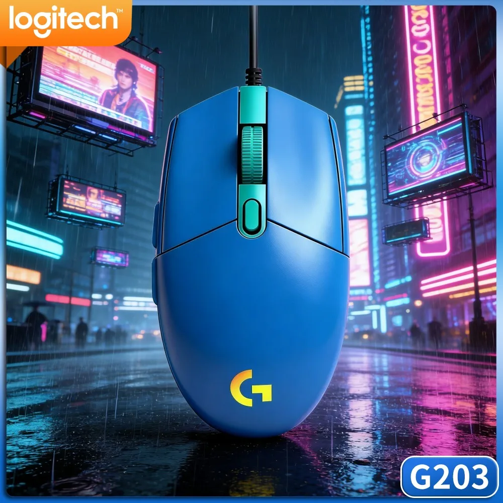 Logitech G203 Wired Gaming Mouse Bright Rgb Backlight Non‑Slip Foot Pads Responsive Buttons Usb For Pc And Office Work