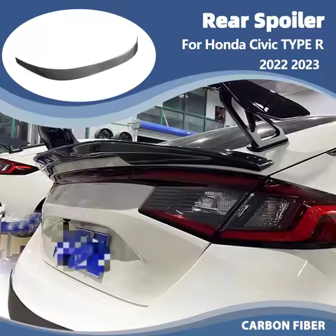 Car Rear Trunk Spoiler for Honda Civic TYPE R Sedan 2022 2023 Rear HighKick Tail Wing Spoiler Lip Carbon Fiber