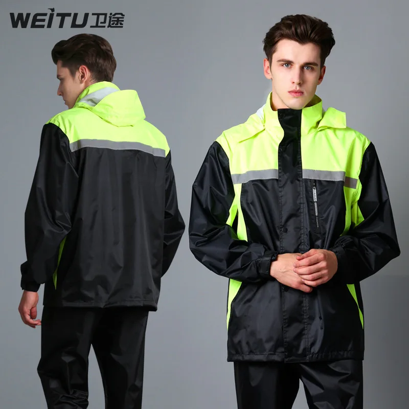 Fashion Thicke Men Split Raincoat Waterproof Outdoor Travel Hiking Rain Jacket Poncho Motorcycle Riding Rain Coat Pants Rainsuit