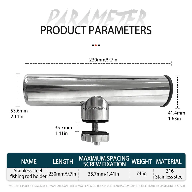 Fishing Equipment Stainless Steel Rod Holders Clamp on 360 Degree Adjustable Marine Hardware Fishing Rod Holder for Boat Rails