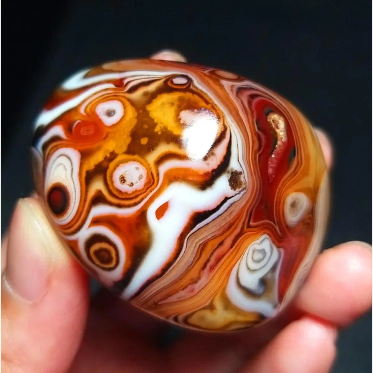 Natural Texture Mineral Specimen Banded Agate, Tumbled Polished Stone, Collectible, Crystal Collection, Table Display