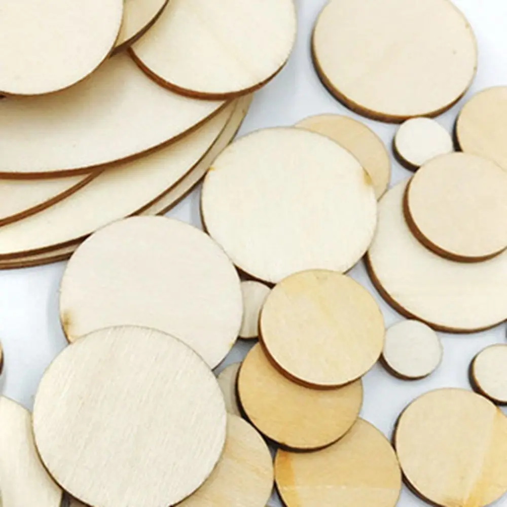 5-100Pcs Unfinished Round Wood Slices 1cm-10cm DIY Crafts Wooden Circle Discs for Christmas Painting Wedding Ornament Decor