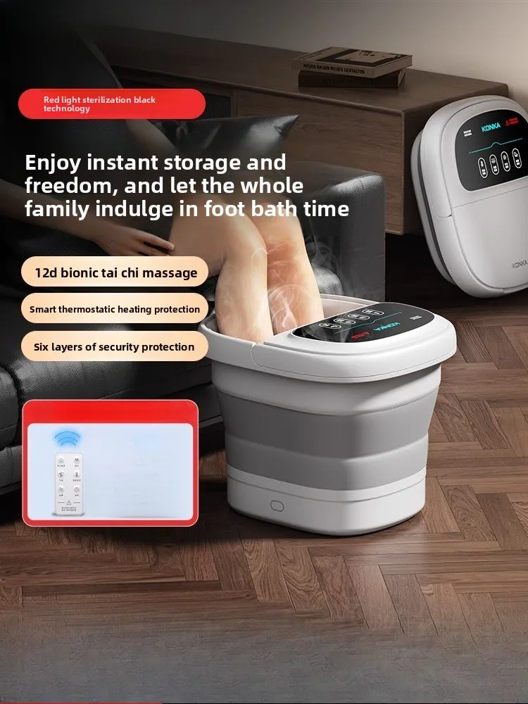 

Folding foot bath bucket heated constant temperature portable fully automatic electric massage home winter high deep foot bath