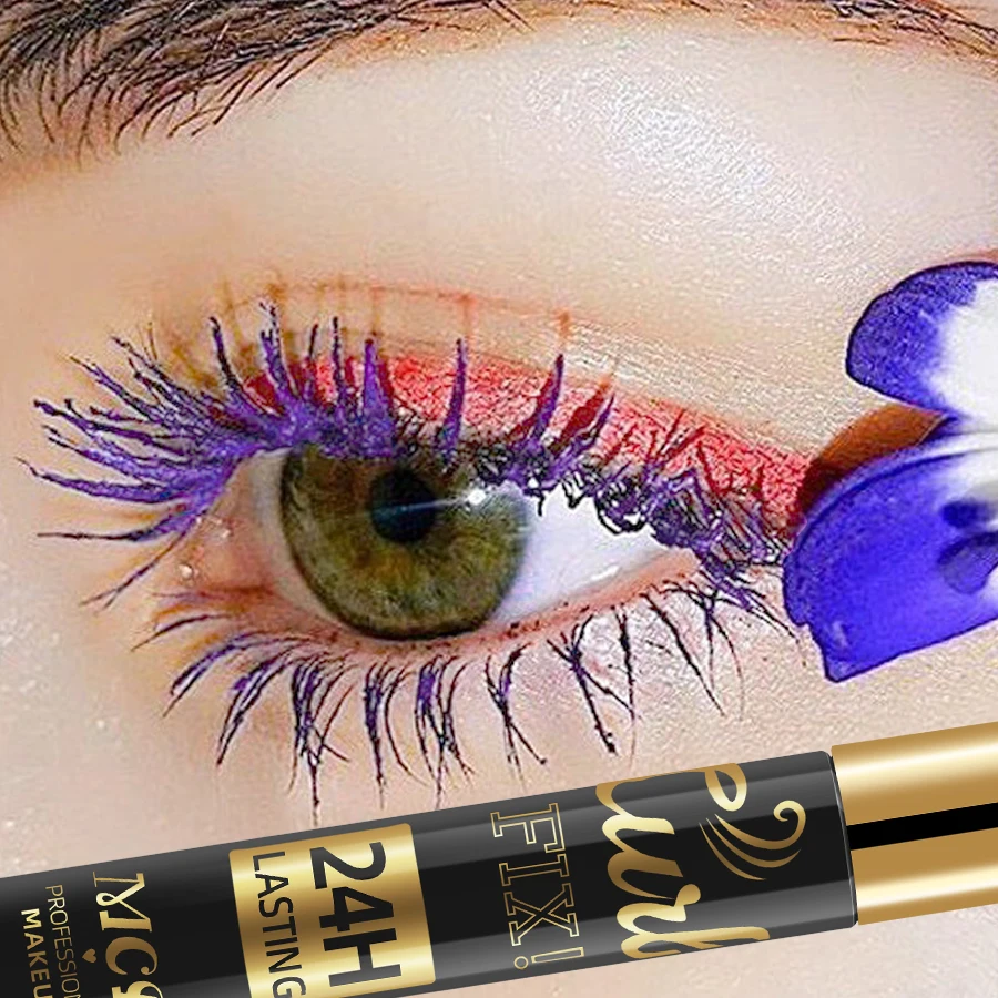 Color Mascara Thick Curl Waterproof  Eyelash mascara Natural Long Lasting Eyelash mask Cosmetic Blue Purple  Eye makeup on offer