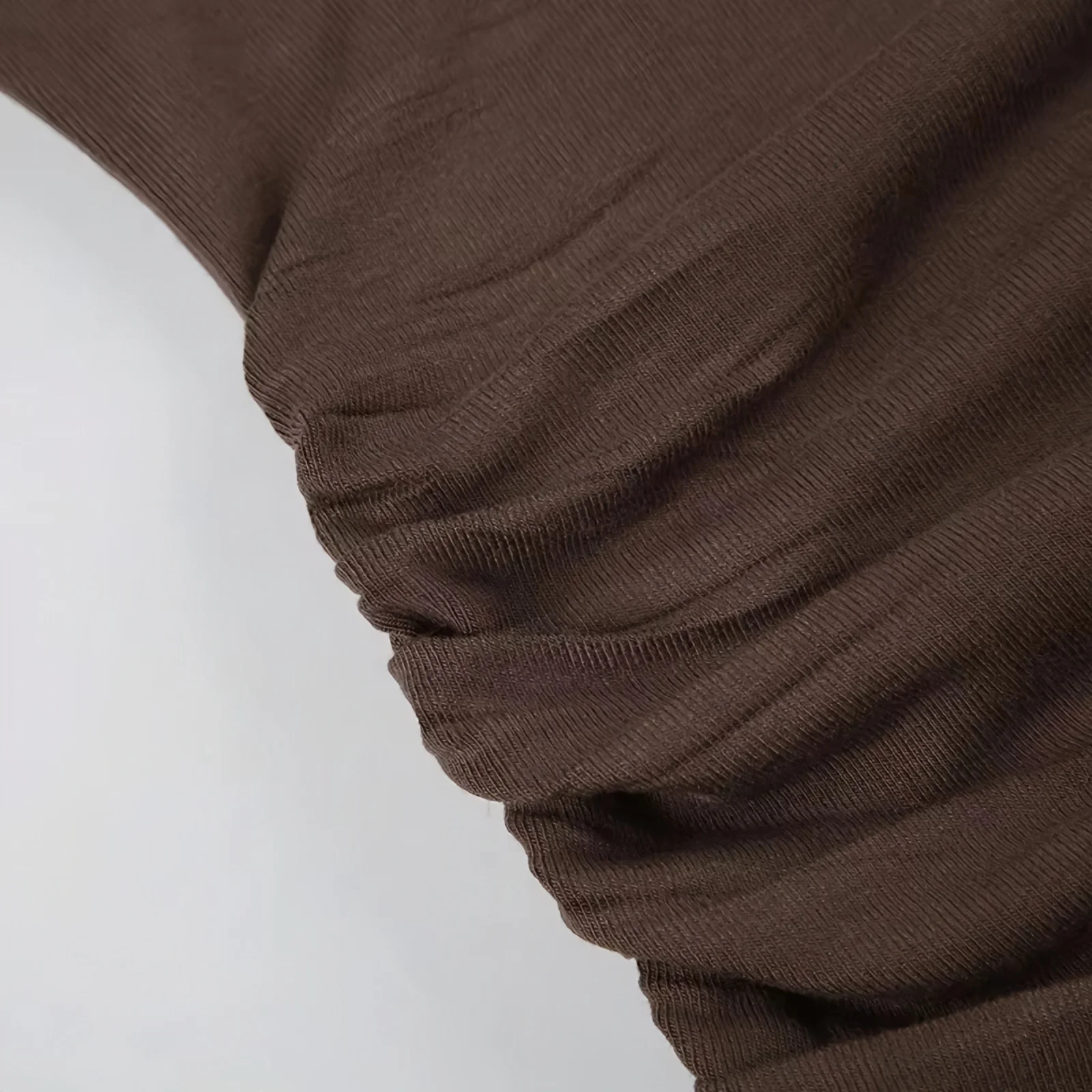 Damen Y2K Holzring One-Shoulder-Top mit ausgestellten Ärmeln, geraffter Taille, schmaler Passform, Vintage Boho Bluse – Detail 12