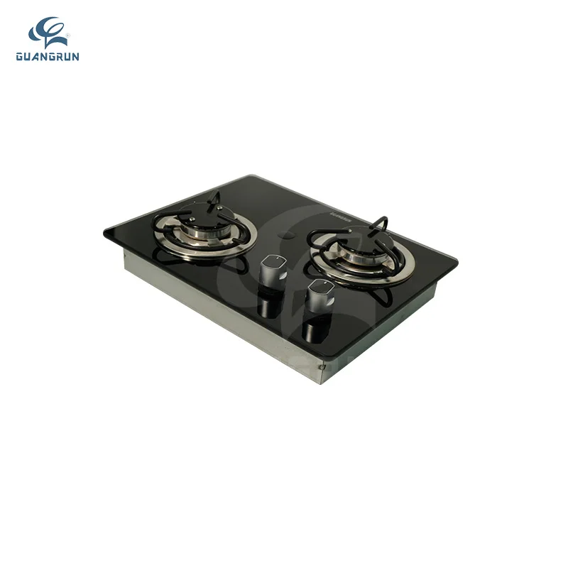 Small Two-Burner Gas Stove Cooktop 380*300*70mm Glass Design For RV Motorhome Caravan Campervan Boat Yacht
