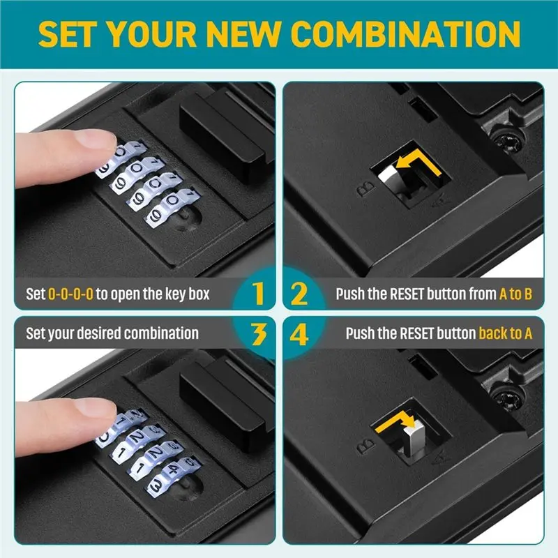 A67P-Key Lock Box, Waterproof Wall Mount Lock Box For Keys With Code, 4 Digit Combination Lockbox For Home Office Garage