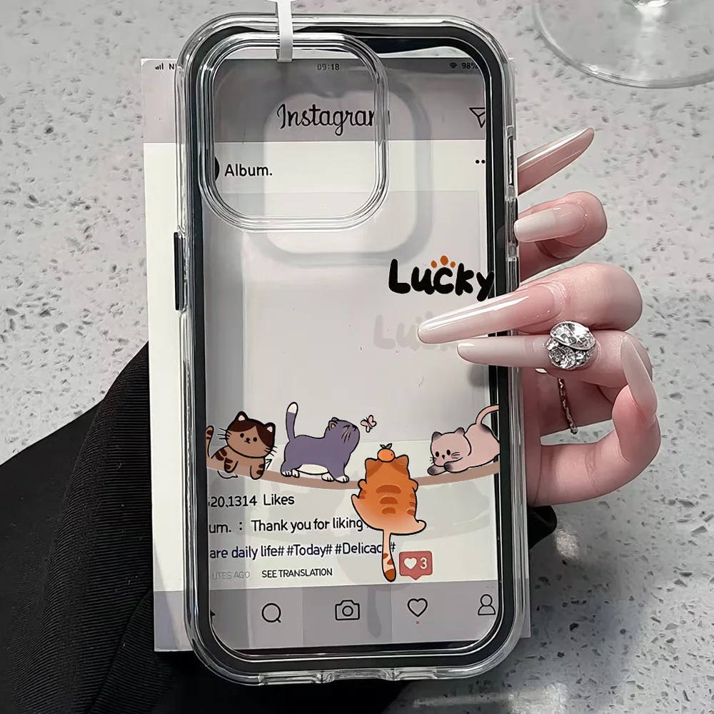 Lustige Katzenmuster Niedliche Transparente Handyhülle für iPhone 17 13 16 15 11 12 14 Pro Max 17 Air XR X Hülle Silikon Weiche Stoßfeste Abdeckung – Detail 2