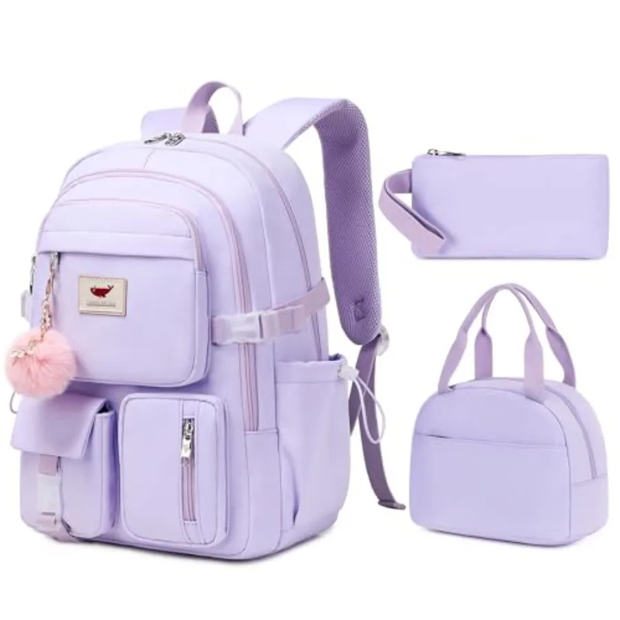 

Laptop Backpack 15.6 Inch Elementary Middle High School Bag College Backpacks with Lunch Box Pencil Pouch 3 PCS Set Travel Book