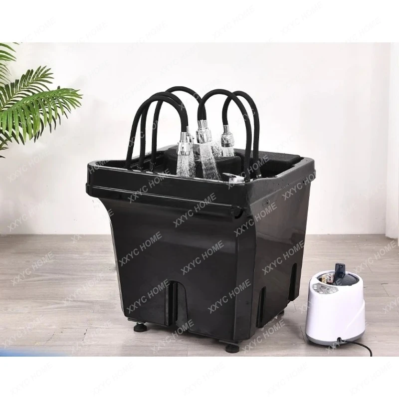 Automatic constant temperature fumigation water circulation head therapy device for health center movable hair wash basin