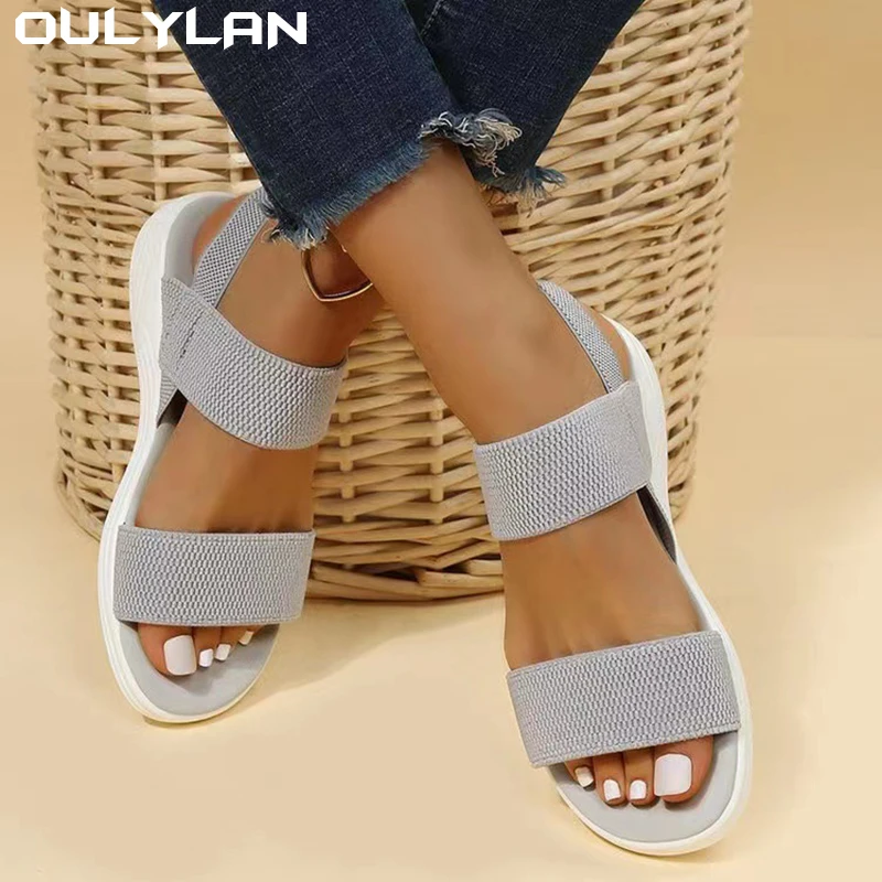 Flying Woven Flat Shoes Sandals Women Summer Fashion Sandals Mesh Casual Fish Mouth Sports Sandals