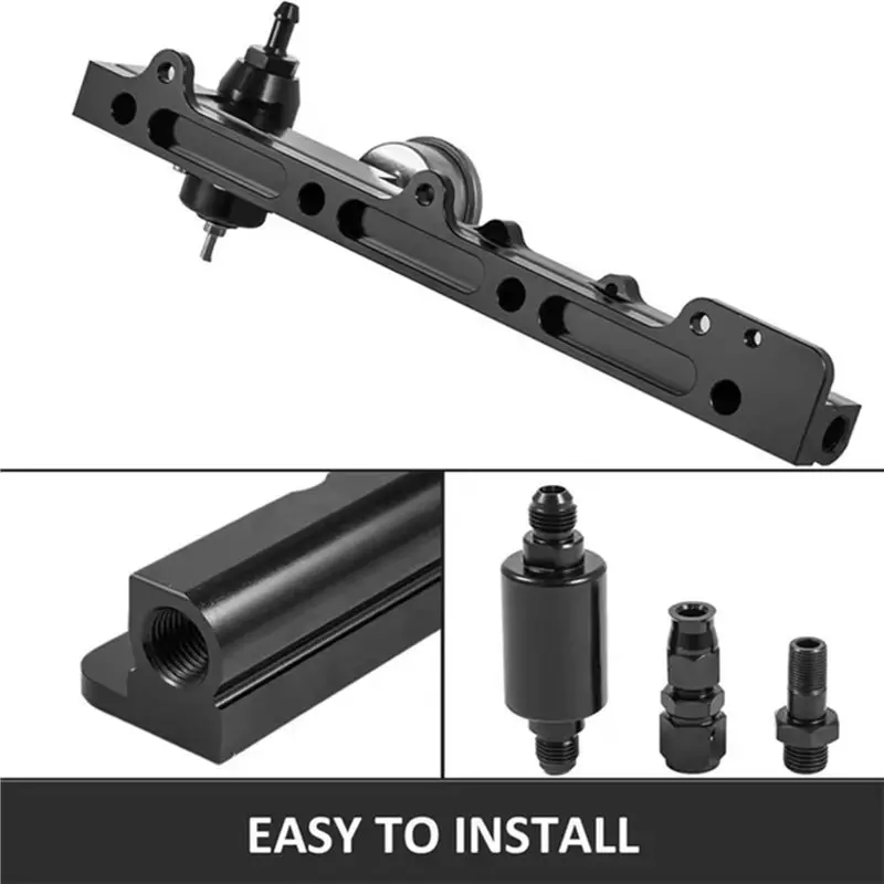 Fuel Pressure Regulator Gauge Fuel Rail Kit For Acura Black