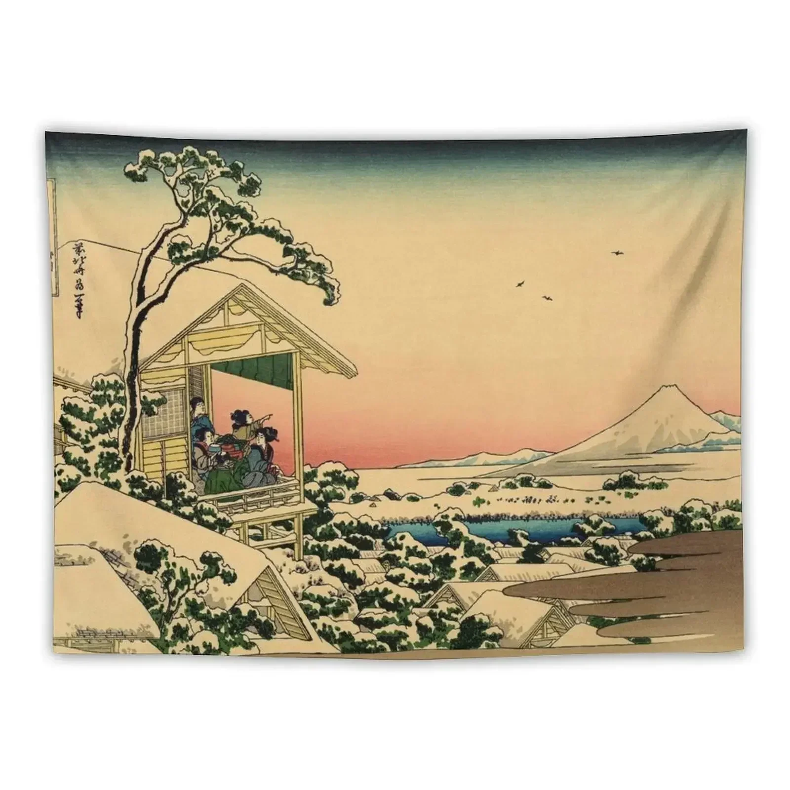 Japanese teahouse at Koishikawa the morning after snowfall Tapestry Home Decorating Home Decoration Wall Coverings Tapestry