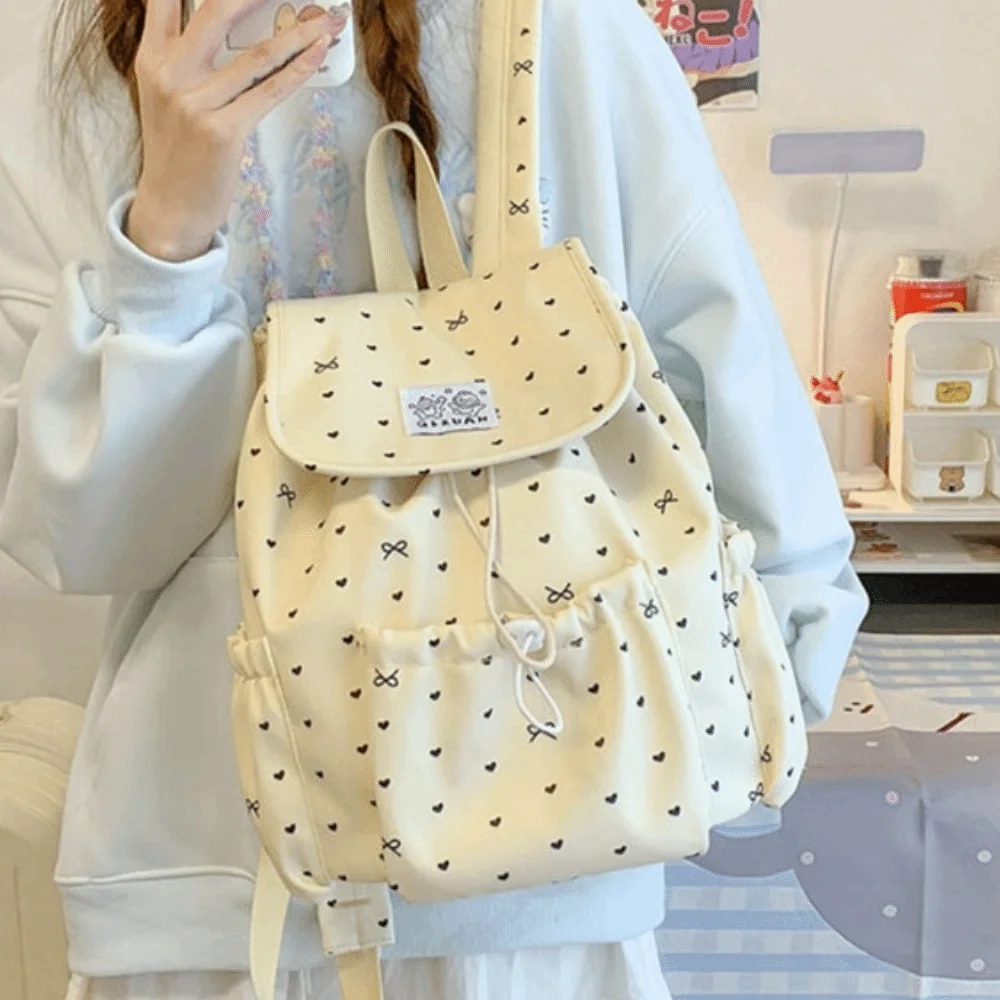 Lightweight Drawstring Backpack Large Capacity Korean Style Nylon Backpack College Style Cloth Students School Bag School